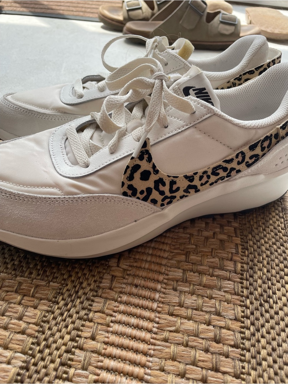 NIKE Cream Sneaker with Leopard Accent - Picture 7 of 8